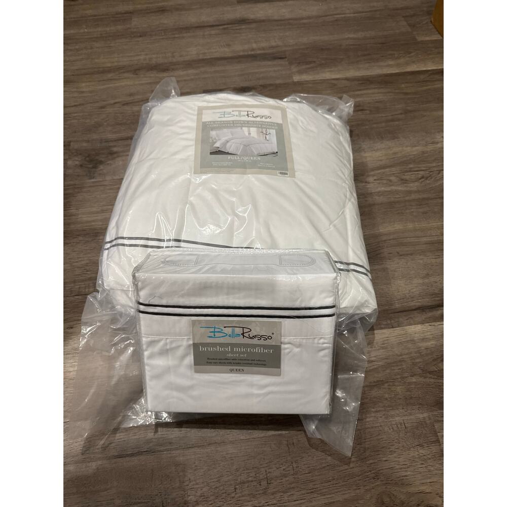 Bella Russo- Full/Queen Sized Brushed Microfiber Sheet Set and Down Comforter